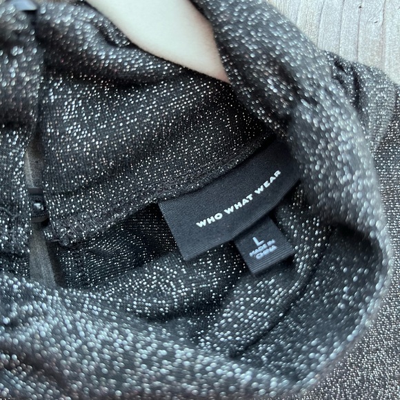 Black and Silver Sparkle long Sleeve Top - Picture 3 of 5